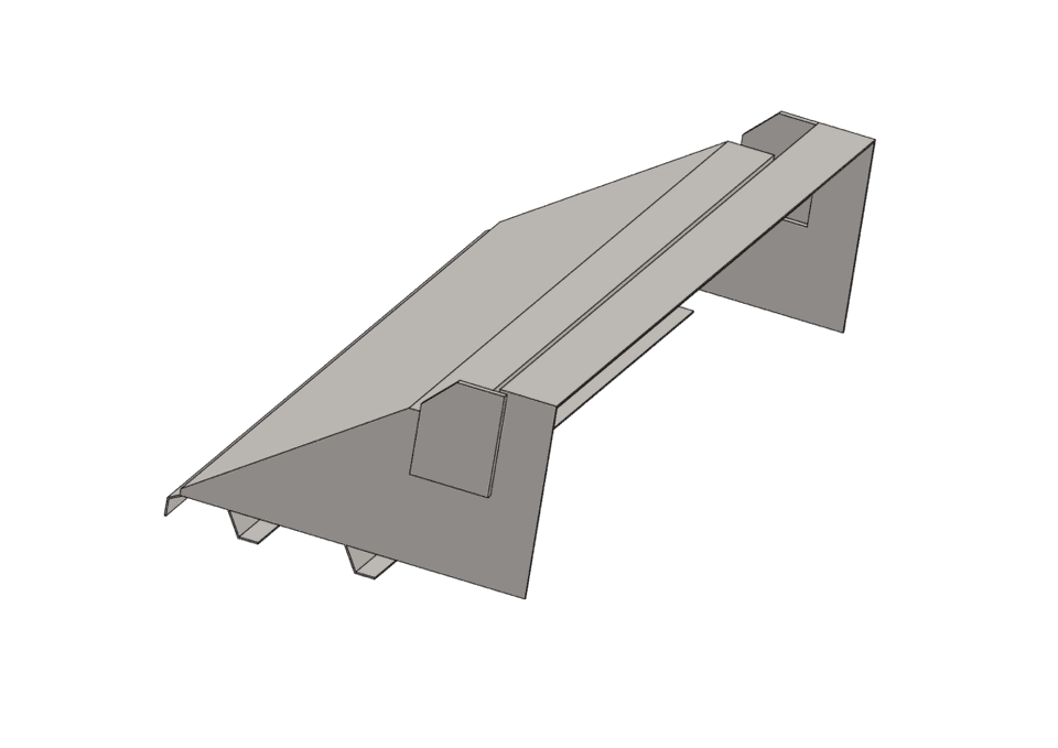 Front cradle car I-II Shimmns-ED: Three-dimensional view of a long cradle frame with sloping panels