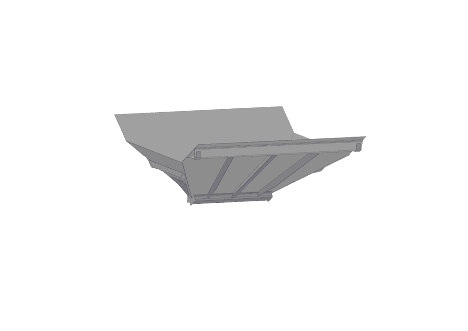 Unloading cradle 1: Three-dimensional view of a discharge cradle with reinforcing ribs