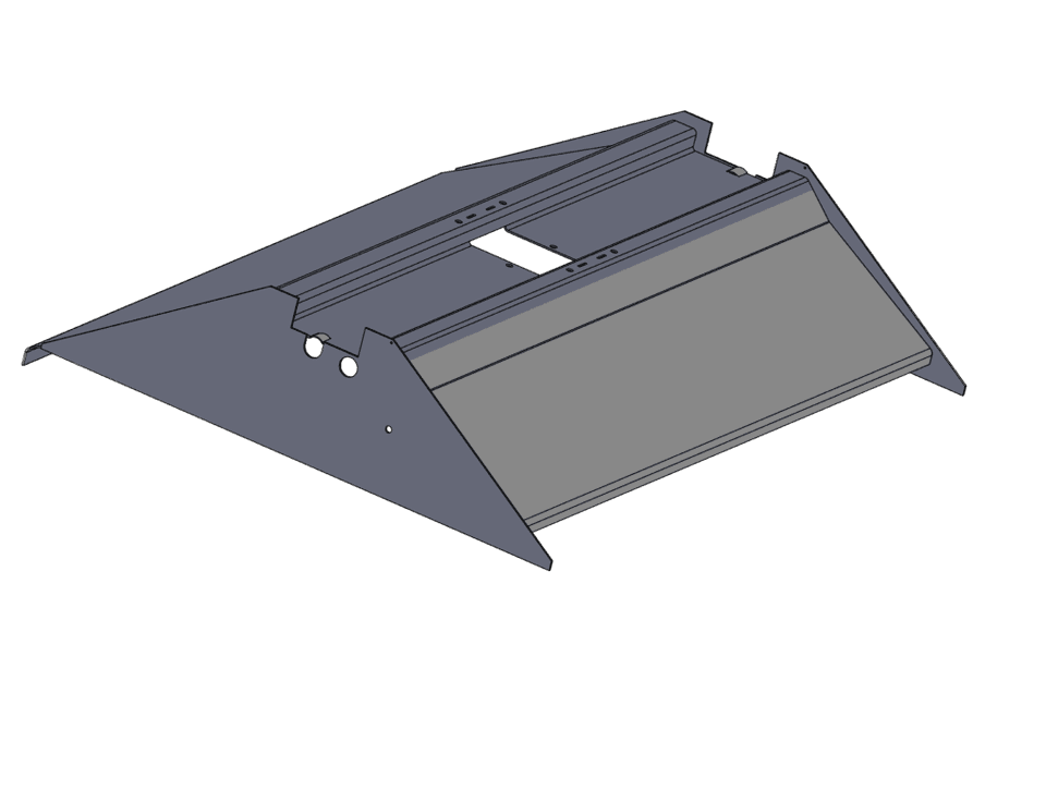 Cradle I-II wagons Shimmns - ED: Three-dimensional view of a cradle frame with sloped side plates
